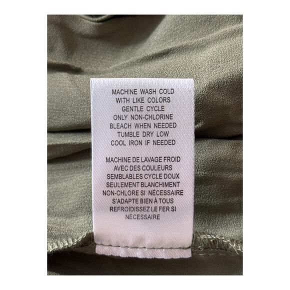 DR2 by Daniel Rainn top crinkle pleated v neck blouse green size Large L - Picture 6 of 6